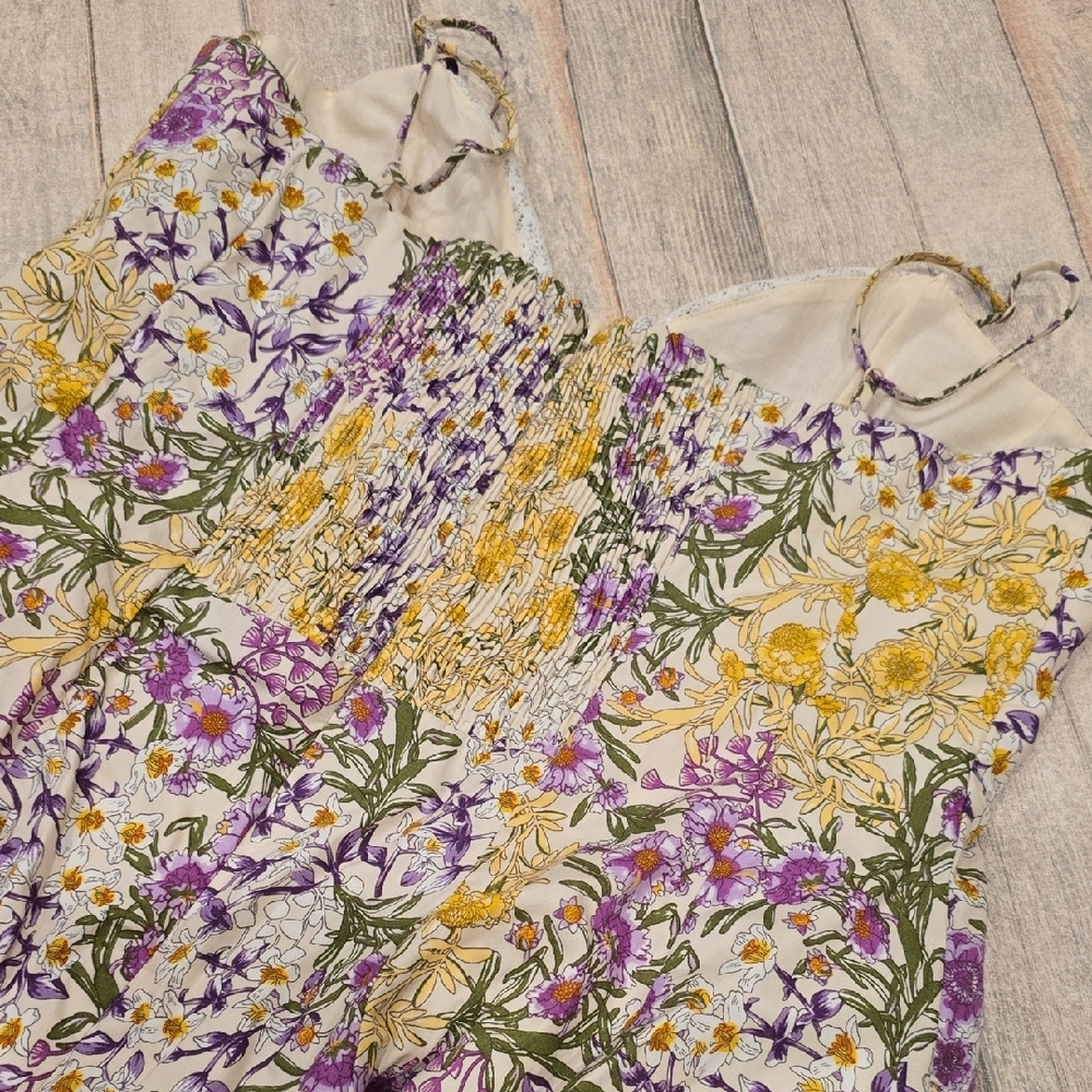 Maeve Anthropologie Floral Dress with Purple and Yellow Accents Size Medium - Picture 7 of 8